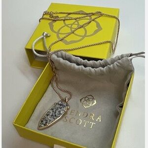 Kendra Scott Gold Black White LONG Pendant Necklace Faux Arrowhead Designer Gift